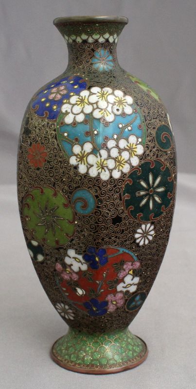 Signed Takahara Komajiro Japanese Meiji Kyoto Cloisonne Cabinet Vase